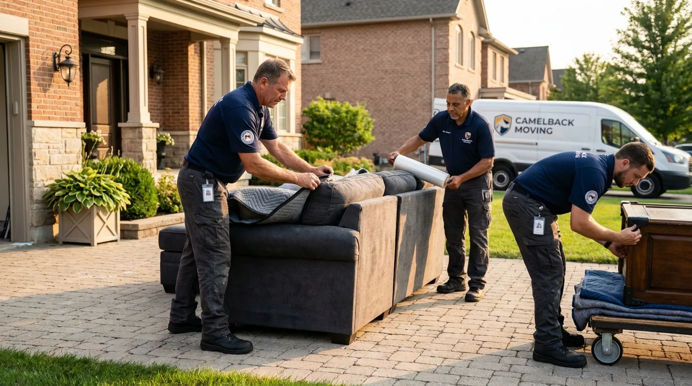 Large estate moving crew wrapping furniture in Brazoria, TX